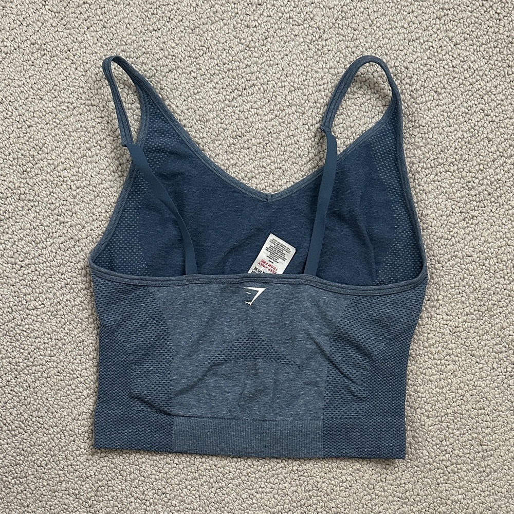 Gymshark Heathered Blue cropped tank top - Picture 3 of 3